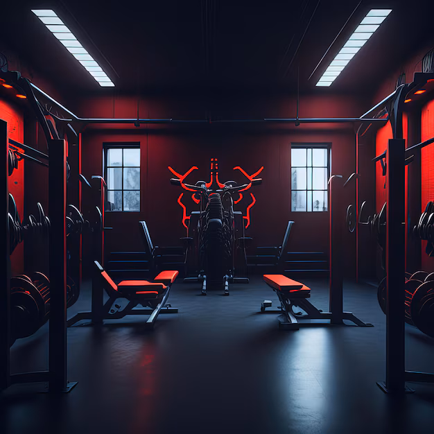 gym with red wall black bench with red light it 911201 3385 2026 Burnout Fitness Studio